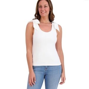 French Connection White Bow Tank Top